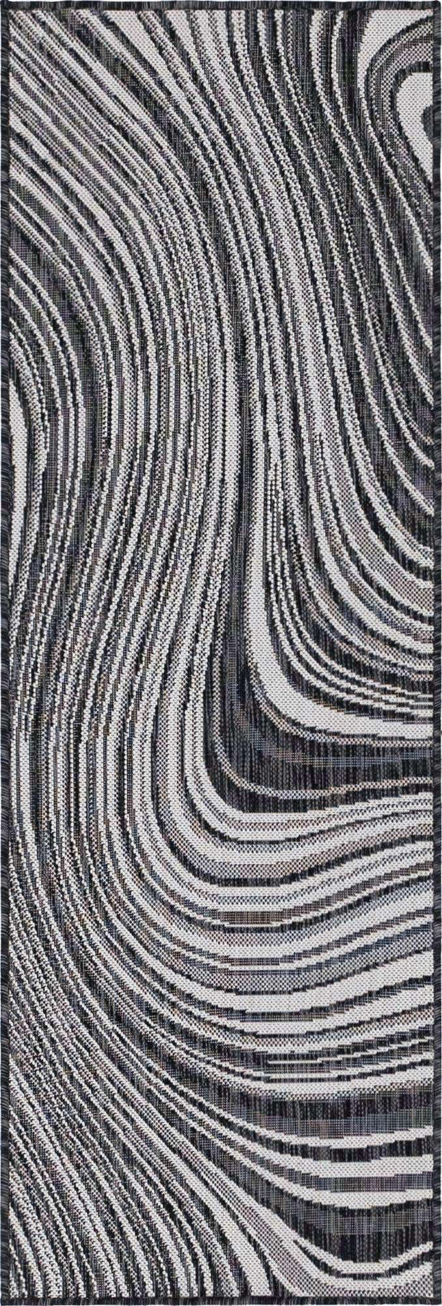 Charcoal 2' x 6' 1 Outdoor Modern Runner Area Rug Weather Resistant for Patio, Deck, Terrace, Balcony, Porch 100% Polypropylene Modern Outside Carpet for Sale at Rug Engine