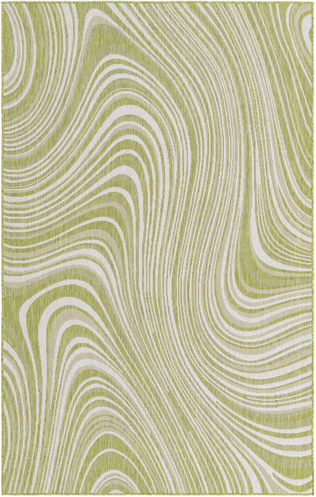 Green 7' 1 x 10' Outdoor Modern Rectangle Area Rug Weather Resistant for Patio, Deck, Terrace, Balcony, Porch