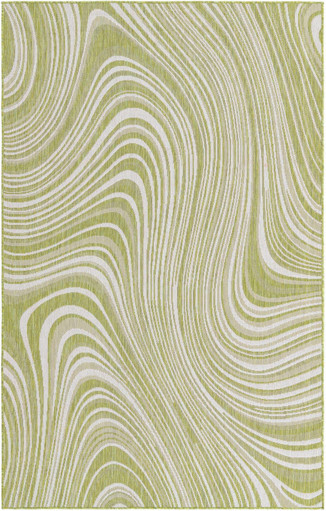 Green 6' 1 x 9' Outdoor Modern Rectangle Area Rug Weather Resistant for Patio, Deck, Terrace, Balcony, Porch 100% Polypropylene Modern Outside Carpet for Sale at Rug Engine