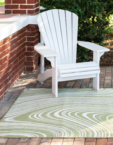 Green 6' 1 x 9' Outdoor Modern Rectangle Area Rug Weather Resistant for Patio, Deck, Terrace, Balcony, Porch 100% Polypropylene Modern Outside Carpet for Sale at Rug Engine