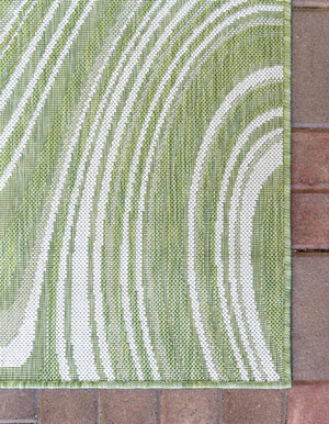 Green 6' 1 x 9' Outdoor Modern Rectangle Area Rug Weather Resistant for Patio, Deck, Terrace, Balcony, Porch 100% Polypropylene Modern Outside Carpet for Sale at Rug Engine