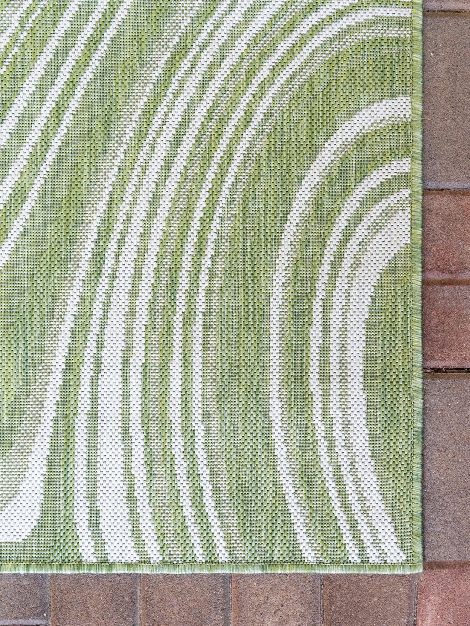 Green 7' 10 x 11' Outdoor Modern Rectangle Area Rug Weather Resistant for Patio, Deck, Terrace, Balcony, Porch 100% Polypropylene Modern Outside Carpet for Sale at Rug Engine