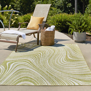 Green 6' 1 x 9' Outdoor Modern Rectangle Area Rug Weather Resistant for Patio, Deck, Terrace, Balcony, Porch 100% Polypropylene Modern Outside Carpet for Sale at Rug Engine