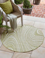 Green 4' 1 x 4' 1 Outdoor Modern Round Area Rug Weather Resistant for Patio, Deck, Terrace, Balcony, Porch 100% Polypropylene Modern Outside Carpet for Sale at Rug Engine