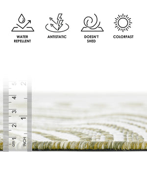 Green 4' 1 x 4' 1 Outdoor Modern Round Area Rug Weather Resistant for Patio, Deck, Terrace, Balcony, Porch 100% Polypropylene Modern Outside Carpet for Sale at Rug Engine