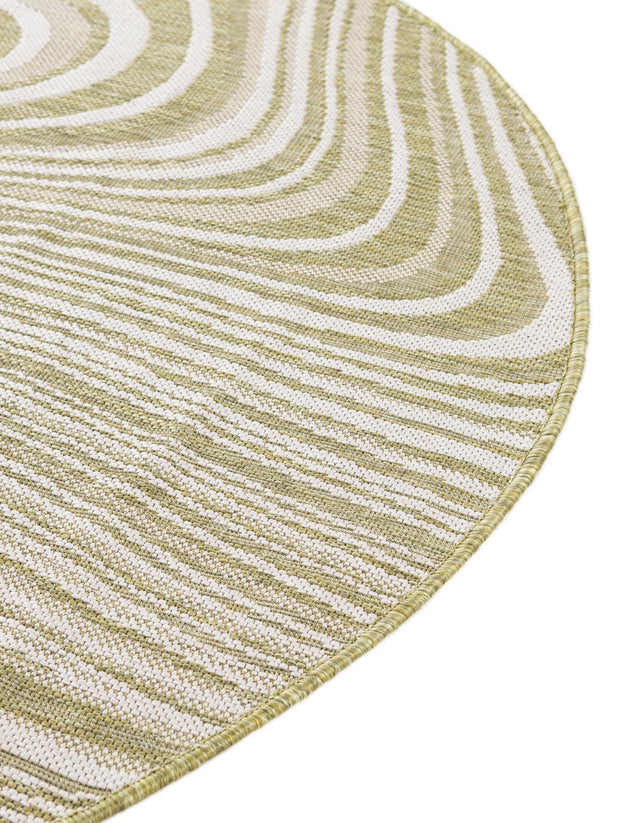 Green 4' 1 x 4' 1 Outdoor Modern Round Area Rug Weather Resistant for Patio, Deck, Terrace, Balcony, Porch 100% Polypropylene Modern Outside Carpet for Sale at Rug Engine