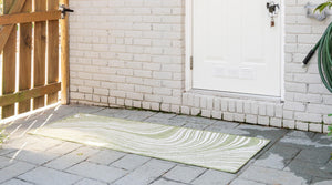 Green 2' x 6' 1 Outdoor Modern Runner Area Rug Weather Resistant for Patio, Deck, Terrace, Balcony, Porch 100% Polypropylene Modern Outside Carpet for Sale at Rug Engine