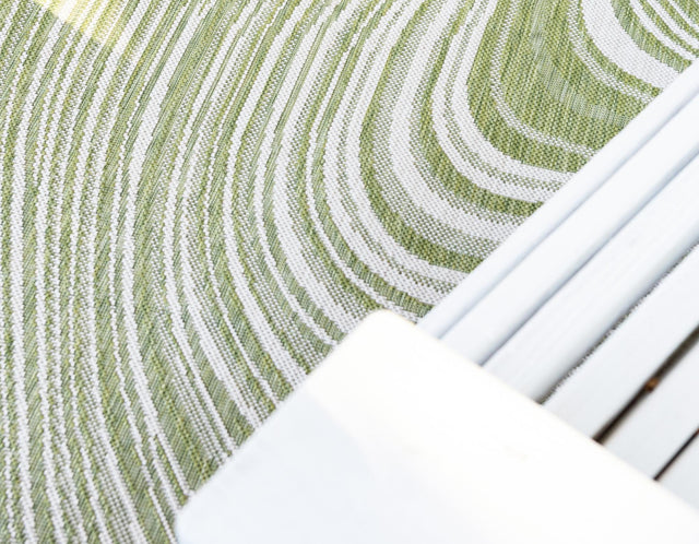 Green 2' x 6' 1 Outdoor Modern Runner Area Rug Weather Resistant for Patio, Deck, Terrace, Balcony, Porch 100% Polypropylene Modern Outside Carpet for Sale at Rug Engine