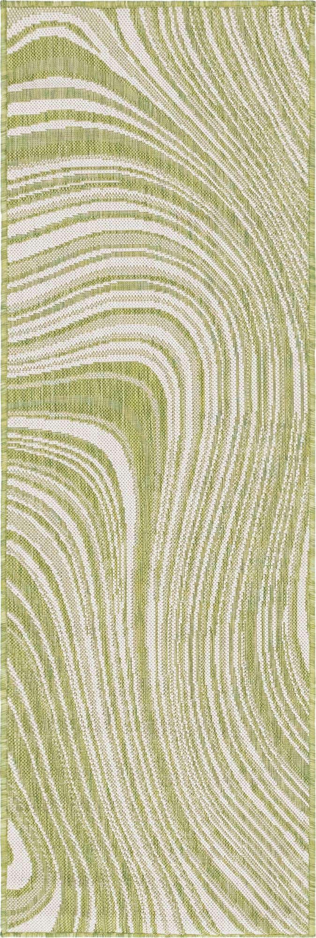 Green 2' x 6' 1 Outdoor Modern Runner Area Rug Weather Resistant for Patio, Deck, Terrace, Balcony, Porch 100% Polypropylene Modern Outside Carpet for Sale at Rug Engine