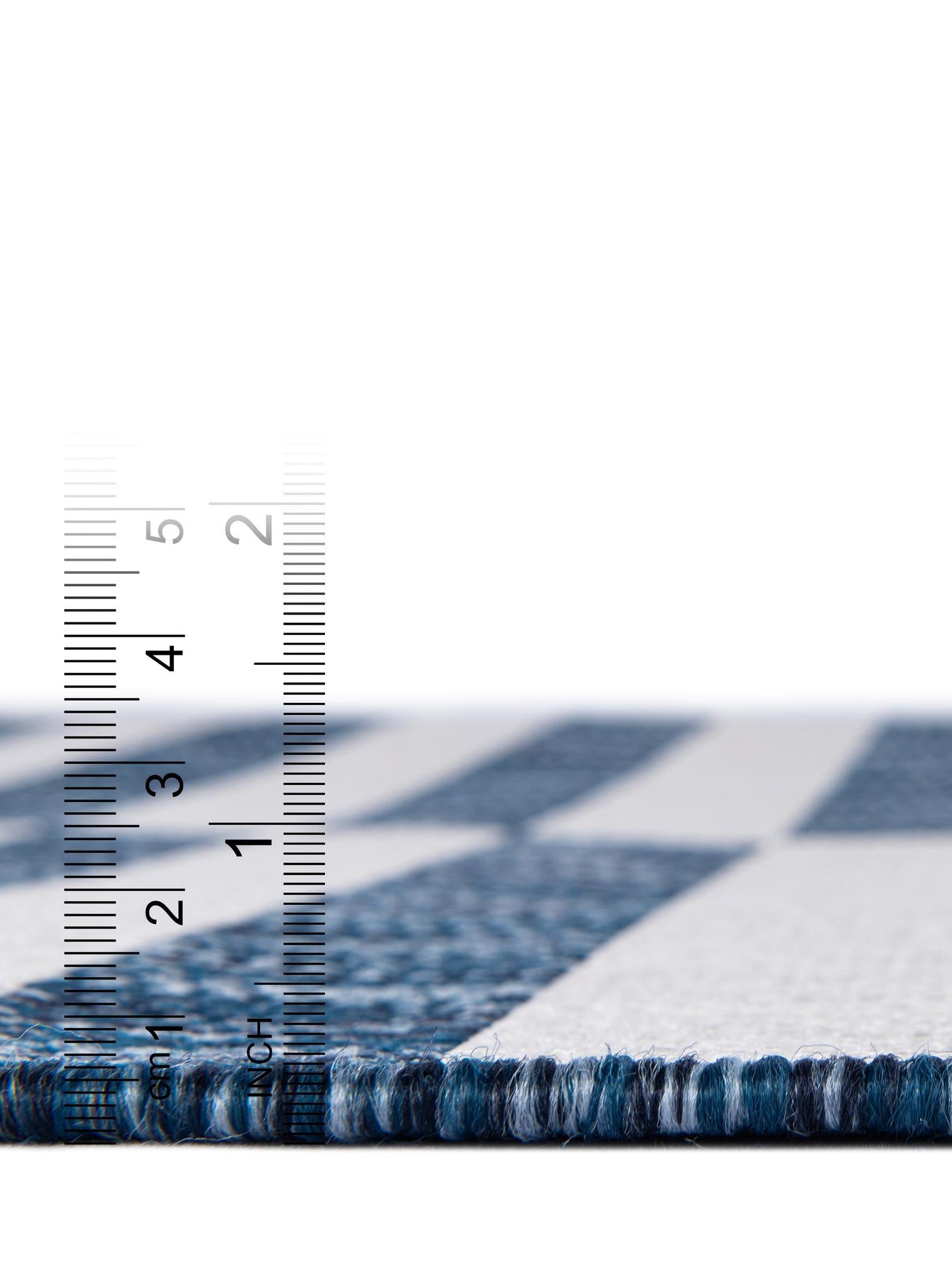 Blue 6' 1 x 9' Outdoor Striped Rectangle Area Rug Weather Resistant for Patio, Deck, Terrace, Balcony, Porch