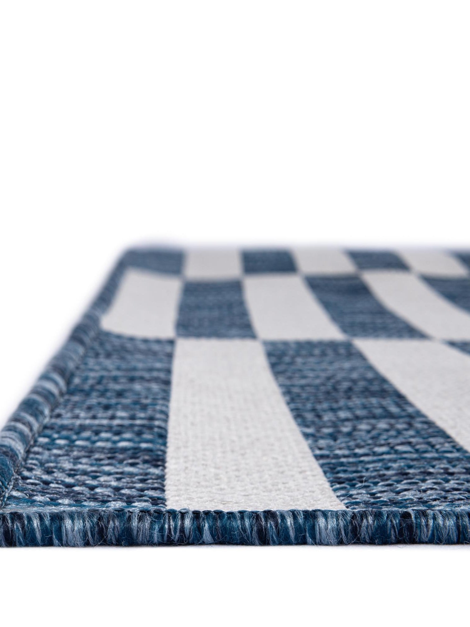 Blue 6' 1 x 9' Outdoor Striped Rectangle Area Rug Weather Resistant for Patio, Deck, Terrace, Balcony, Porch