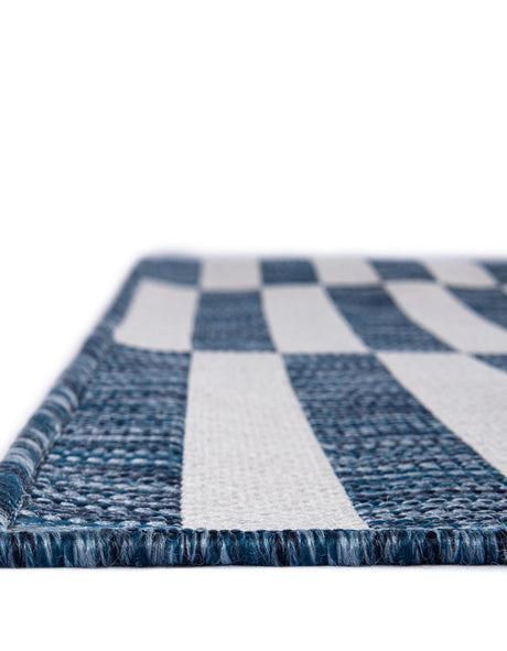 Blue 6' 1 x 9' Outdoor Striped Rectangle Area Rug Weather Resistant for Patio, Deck, Terrace, Balcony, Porch Geometric Pattern Waterproof Carpet for Sale at Rug Engine
