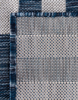 Blue 7' 1 x 10' Outdoor Striped Rectangle Rug