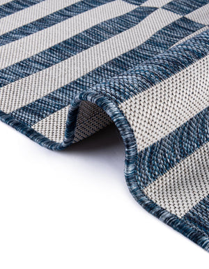 Blue 7' 10 x 11' Outdoor Striped Rectangle Area Rug Weather Resistant for Patio, Deck, Terrace, Balcony, Porch Geometric Pattern Waterproof Carpet for Sale at Rug Engine