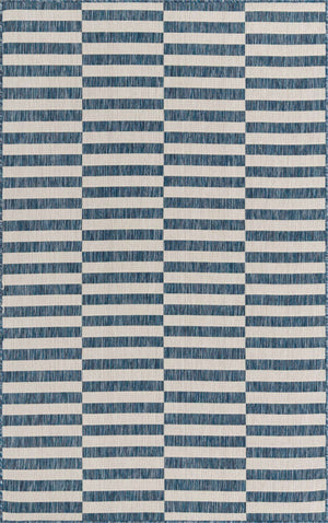 Blue 5' 3 x 8' Outdoor Striped Rectangle Area Rug Weather Resistant for Patio, Deck, Terrace, Balcony, Porch Geometric Pattern Waterproof Carpet for Sale at Rug Engine