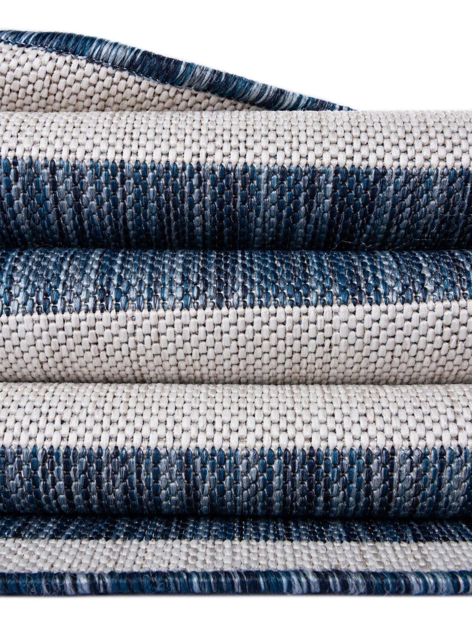 Blue 5' 3 x 5' 3 Outdoor Striped Round Area Rug Weather Resistant for Patio, Deck, Terrace, Balcony, Porch Geometric Pattern Waterproof Carpet for Sale at Rug Engine