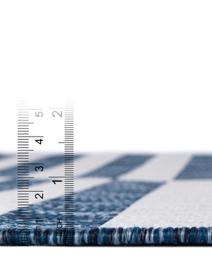 Blue 2' x 8' Outdoor Striped Runner Area Rug Weather Resistant for Patio, Deck, Terrace, Balcony, Porch Geometric Pattern Waterproof Carpet for Sale at Rug Engine