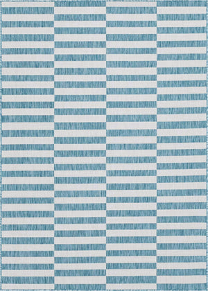 Light Aqua 7' 10 x 11' Outdoor Striped Rectangle Area Rug Weather Resistant for Patio, Deck, Terrace, Balcony, Porch Geometric Pattern Waterproof Carpet for Sale at Rug Engine