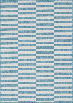 Light Aqua 7' 1 x 10' Outdoor Striped Rectangle Area Rug Weather Resistant for Patio, Deck, Terrace, Balcony, Porch Geometric Pattern Waterproof Carpet for Sale at Rug Engine