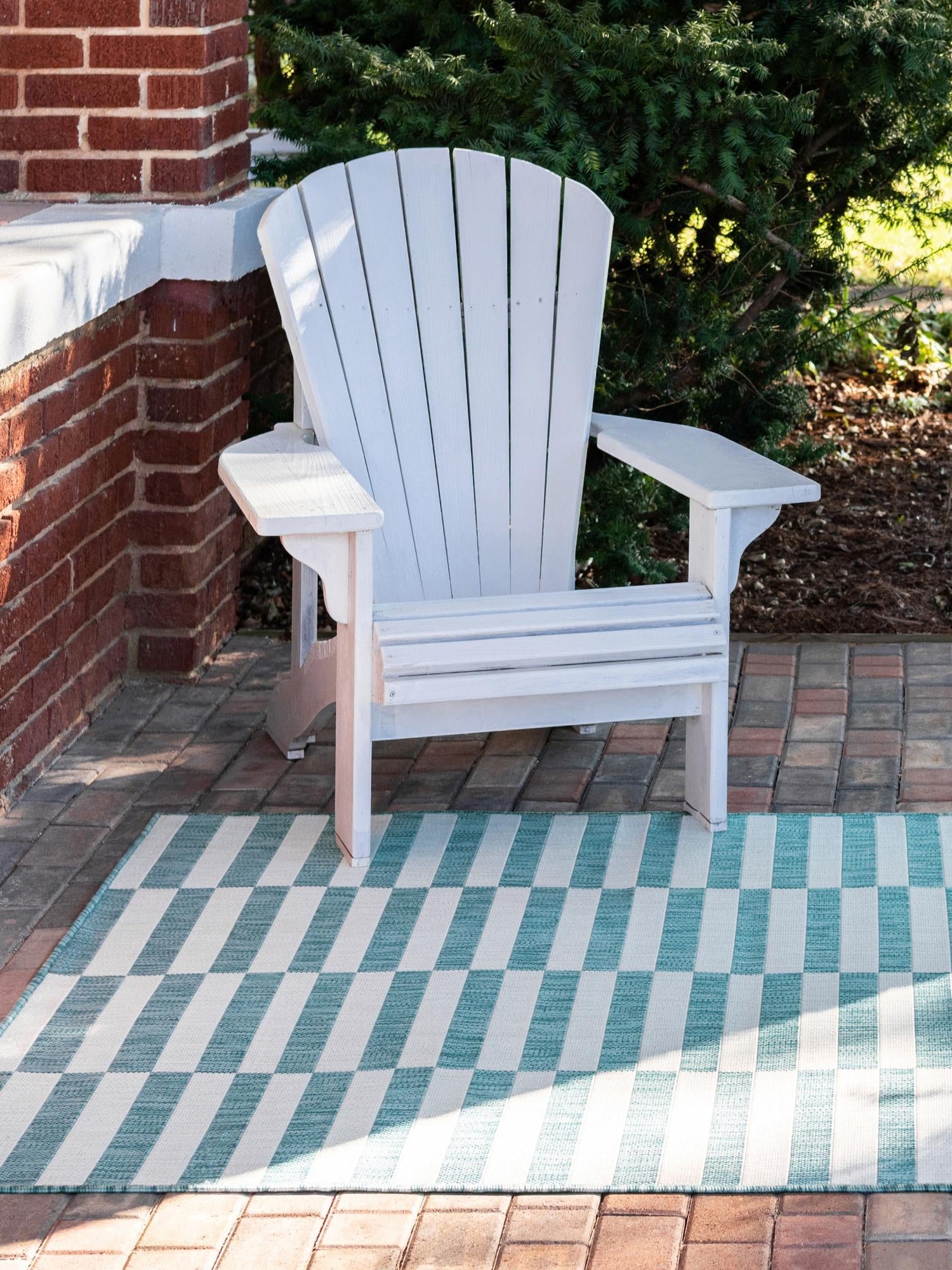 Light Aqua 7' 10 x 11' Outdoor Striped Rectangle Area Rug Weather Resistant for Patio, Deck, Terrace, Balcony, Porch Geometric Pattern Waterproof Carpet for Sale at Rug Engine