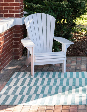 Light Aqua 5' 3 x 8' Outdoor Striped Rectangle Area Rug Weather Resistant for Patio, Deck, Terrace, Balcony, Porch Geometric Pattern Waterproof Carpet for Sale at Rug Engine
