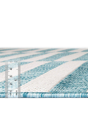 Light Aqua 5' 3 x 8' Outdoor Striped Rectangle Area Rug Weather Resistant for Patio, Deck, Terrace, Balcony, Porch Geometric Pattern Waterproof Carpet for Sale at Rug Engine