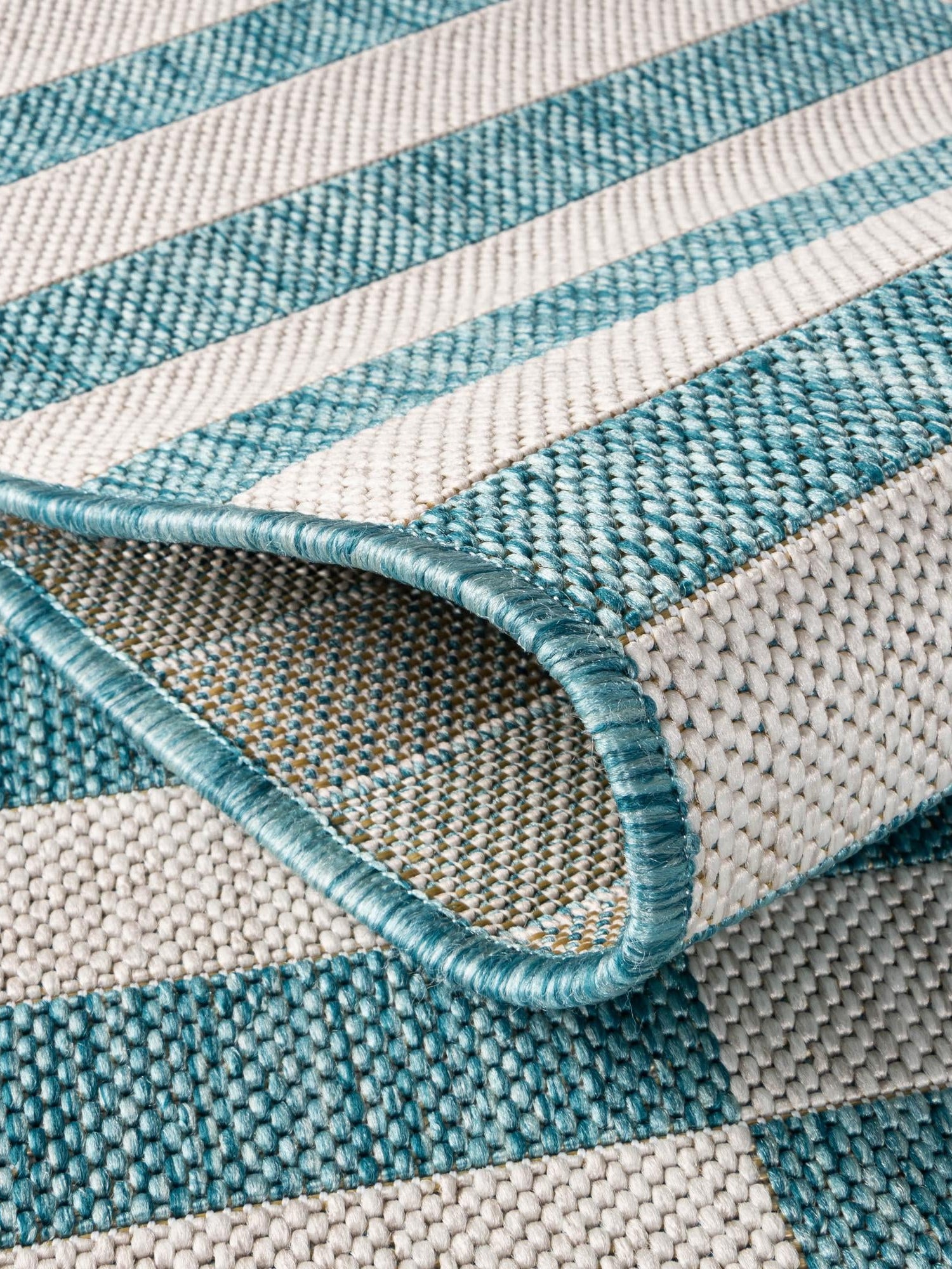 Light Aqua 5' 3 x 8' Outdoor Striped Rectangle Area Rug Weather Resistant for Patio, Deck, Terrace, Balcony, Porch Geometric Pattern Waterproof Carpet for Sale at Rug Engine