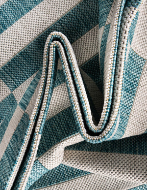 Light Aqua 5' 3 x 8' Outdoor Striped Rectangle Area Rug Weather Resistant for Patio, Deck, Terrace, Balcony, Porch Geometric Pattern Waterproof Carpet for Sale at Rug Engine