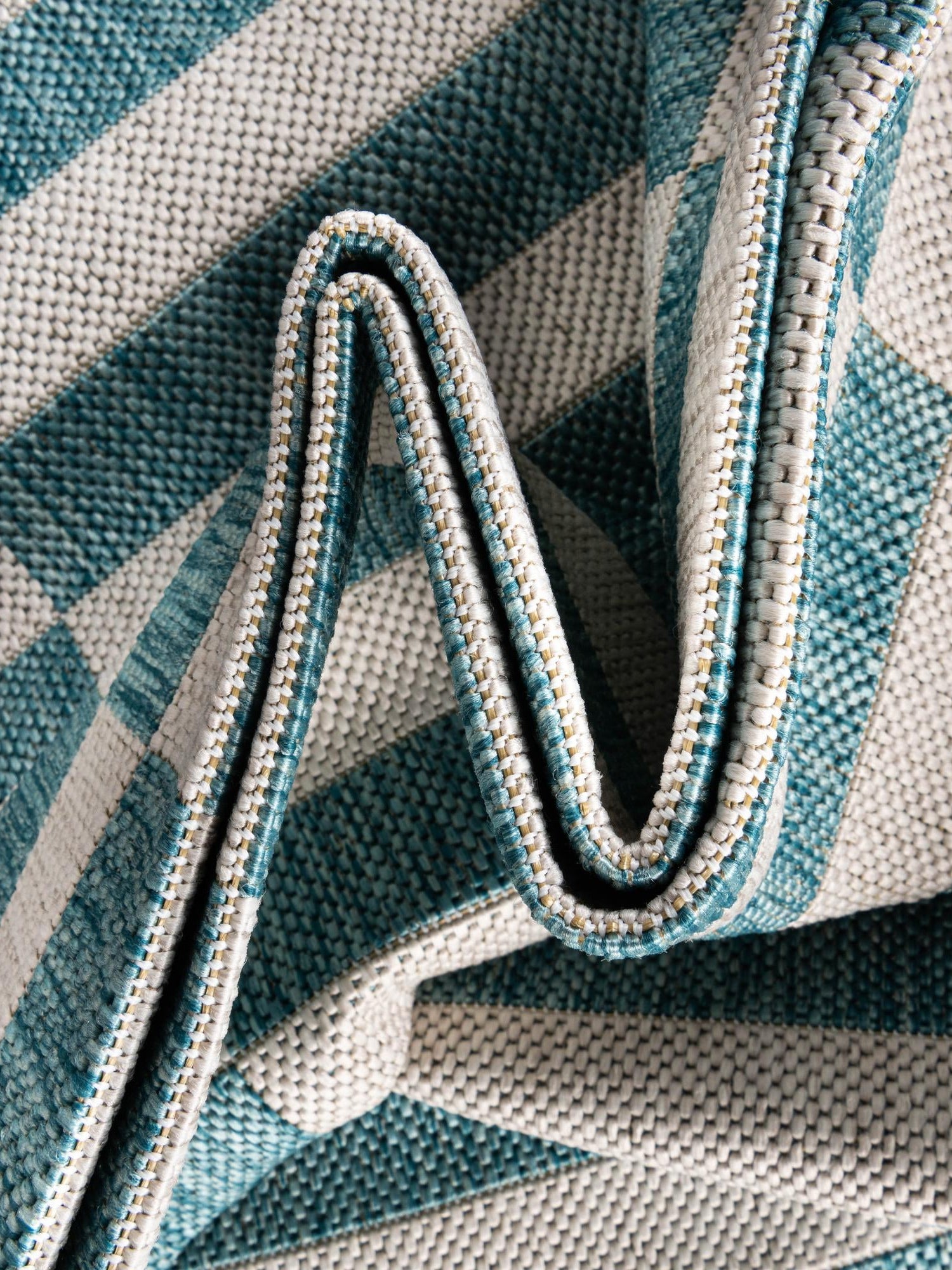 Light Aqua 7' 10 x 11' Outdoor Striped Rectangle Area Rug Weather Resistant for Patio, Deck, Terrace, Balcony, Porch Geometric Pattern Waterproof Carpet for Sale at Rug Engine