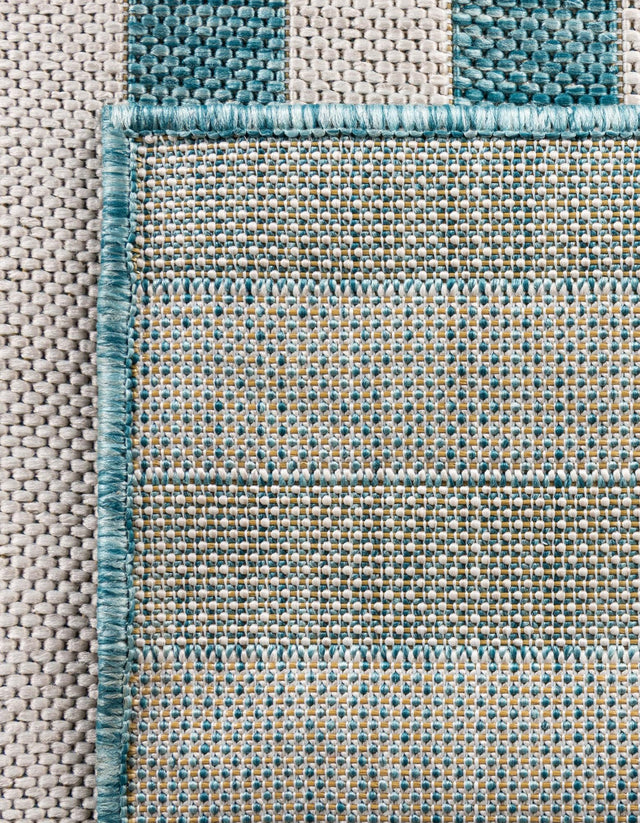 Light Aqua 5' 3 x 8' Outdoor Striped Rectangle Area Rug Weather Resistant for Patio, Deck, Terrace, Balcony, Porch Geometric Pattern Waterproof Carpet for Sale at Rug Engine