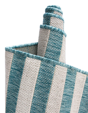 Light Aqua 5' 3 x 8' Outdoor Striped Rectangle Area Rug Weather Resistant for Patio, Deck, Terrace, Balcony, Porch Geometric Pattern Waterproof Carpet for Sale at Rug Engine