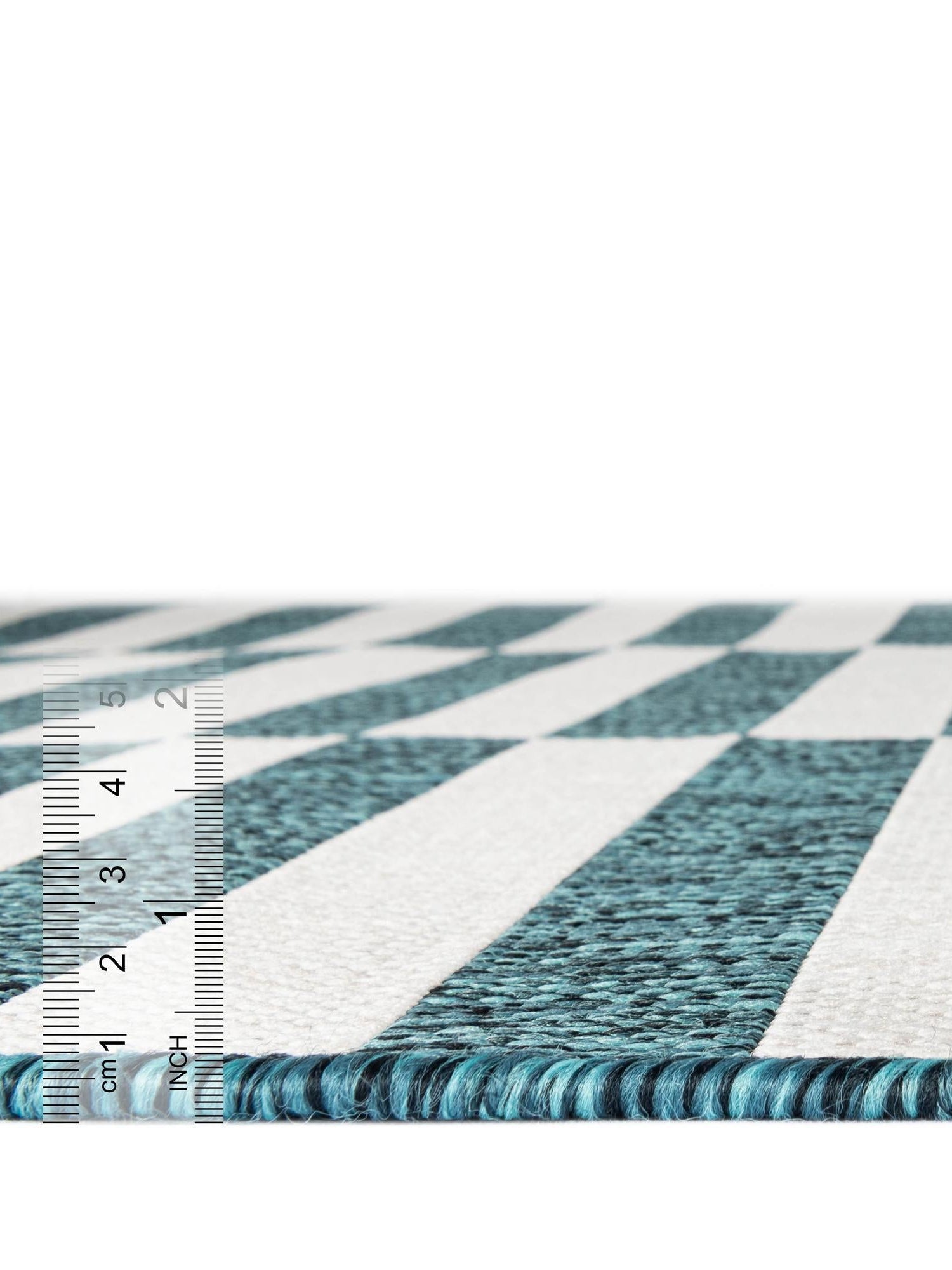Teal 5' 3 x 8' Outdoor Striped Rectangle Area Rug Weather Resistant for Patio, Deck, Terrace, Balcony, Porch Geometric Pattern Waterproof Carpet for Sale at Rug Engine