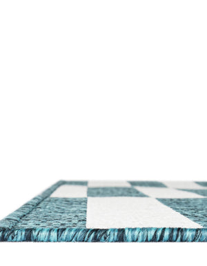 Teal 5' 3 x 8' Outdoor Striped Rectangle Area Rug Weather Resistant for Patio, Deck, Terrace, Balcony, Porch Geometric Pattern Waterproof Carpet for Sale at Rug Engine