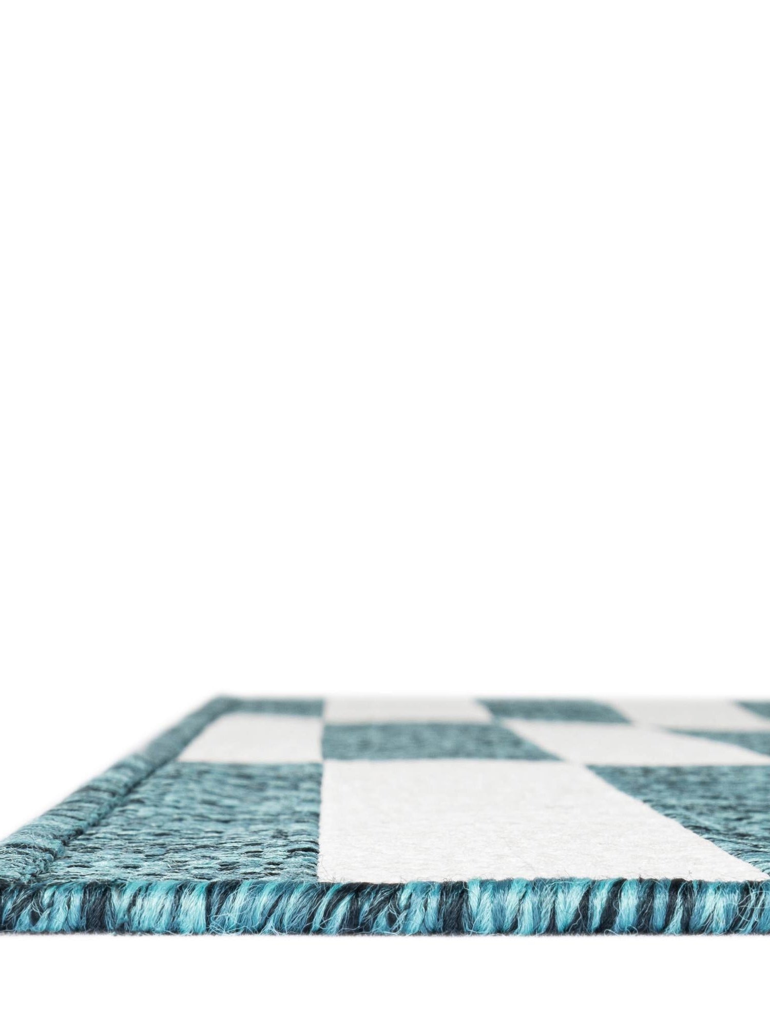 Teal 9' x 12' Outdoor Striped Rectangle Area Rug Weather Resistant for Patio, Deck, Terrace, Balcony, Porch Geometric Pattern Waterproof Carpet for Sale at Rug Engine