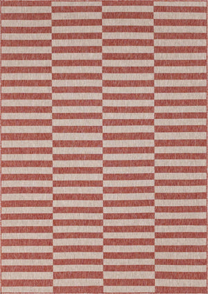 Rust Red 7' 1 x 10' Outdoor Striped Rectangle Area Rug Weather Resistant for Patio, Deck, Terrace, Balcony, Porch Geometric Pattern Waterproof Carpet for Sale at Rug Engine