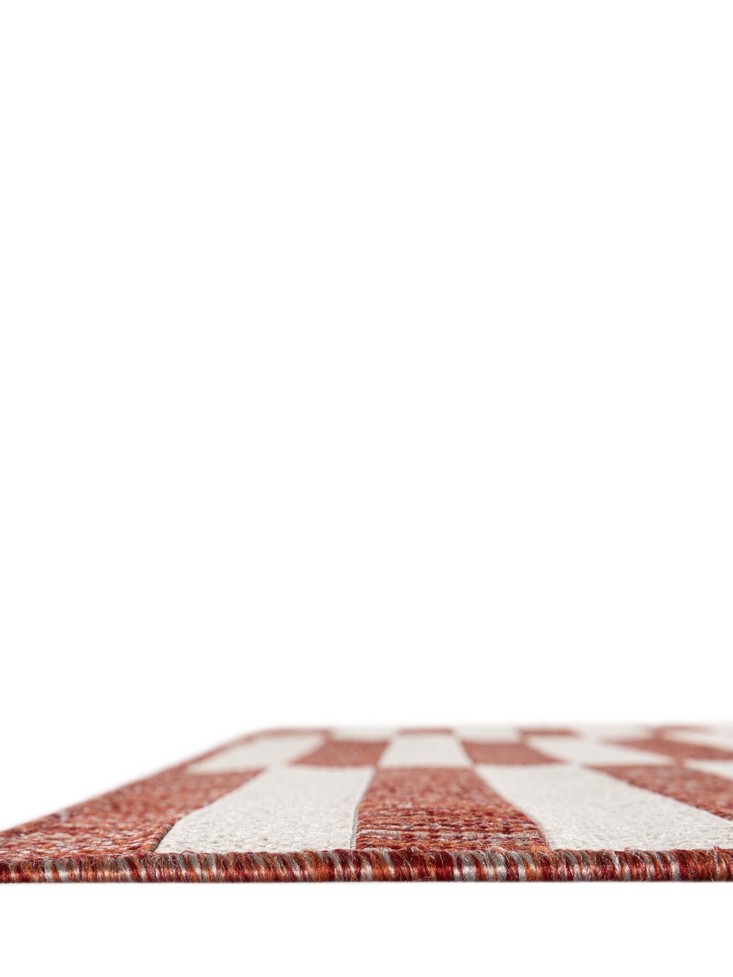 Rust Red 6' 1 x 9' Outdoor Striped Rectangle Area Rug Weather Resistant for Patio, Deck, Terrace, Balcony, Porch Geometric Pattern Waterproof Carpet for Sale at Rug Engine