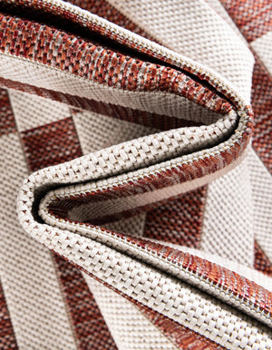 Rust Red 5' 3 x 8' Outdoor Striped Rectangle Area Rug Weather Resistant for Patio, Deck, Terrace, Balcony, Porch