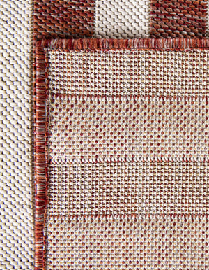 Rust Red 7' 1 x 10' Outdoor Striped Rectangle Area Rug Weather Resistant for Patio, Deck, Terrace, Balcony, Porch Geometric Pattern Waterproof Carpet for Sale at Rug Engine
