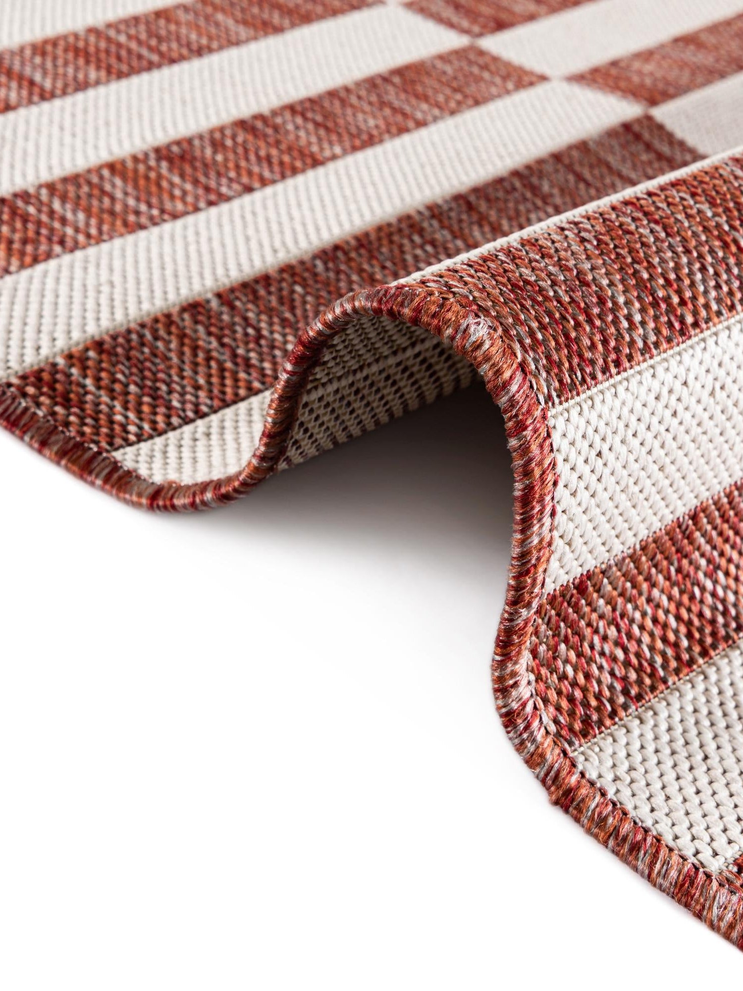 Rust Red 6' 1 x 9' Outdoor Striped Rectangle Area Rug Weather Resistant for Patio, Deck, Terrace, Balcony, Porch Geometric Pattern Waterproof Carpet for Sale at Rug Engine