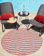 Rust Red 4' 1 x 4' 1 Outdoor Striped Round Area Rug Weather Resistant for Patio, Deck, Terrace, Balcony, Porch Geometric Pattern Waterproof Carpet for Sale at Rug Engine