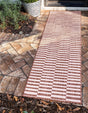 Rust Red 2' x 6' 1 Outdoor Striped Runner Area Rug Weather Resistant for Patio, Deck, Terrace, Balcony, Porch Geometric Pattern Waterproof Carpet for Sale at Rug Engine