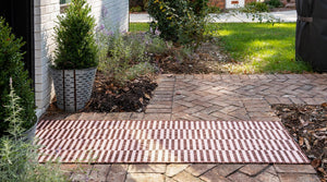 Rust Red 2' x 6' 1 Outdoor Striped Runner Area Rug Weather Resistant for Patio, Deck, Terrace, Balcony, Porch Geometric Pattern Waterproof Carpet for Sale at Rug Engine