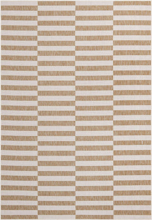 Taupe 7' 1 x 10' Outdoor Striped Rectangle Area Rug Weather Resistant for Patio, Deck, Terrace, Balcony, Porch Geometric Pattern Waterproof Carpet for Sale at Rug Engine
