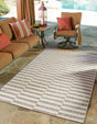 Taupe 10' x 14' 1 Outdoor Striped Rectangle Rug