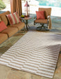Taupe 10' x 13' 1 Outdoor Striped Rectangle Area Rug Weather Resistant for Patio, Deck, Terrace, Balcony, Porch Geometric Pattern Waterproof Carpet for Sale at Rug Engine