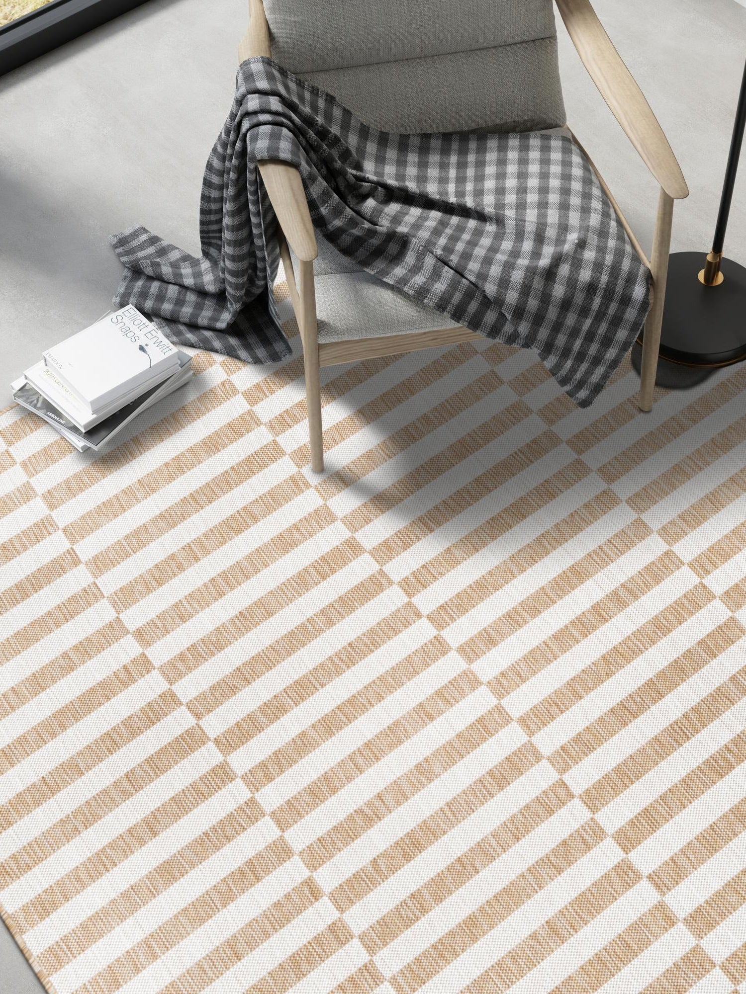 Taupe 7' 1 x 10' Outdoor Striped Rectangle Area Rug Weather Resistant for Patio, Deck, Terrace, Balcony, Porch Geometric Pattern Waterproof Carpet for Sale at Rug Engine