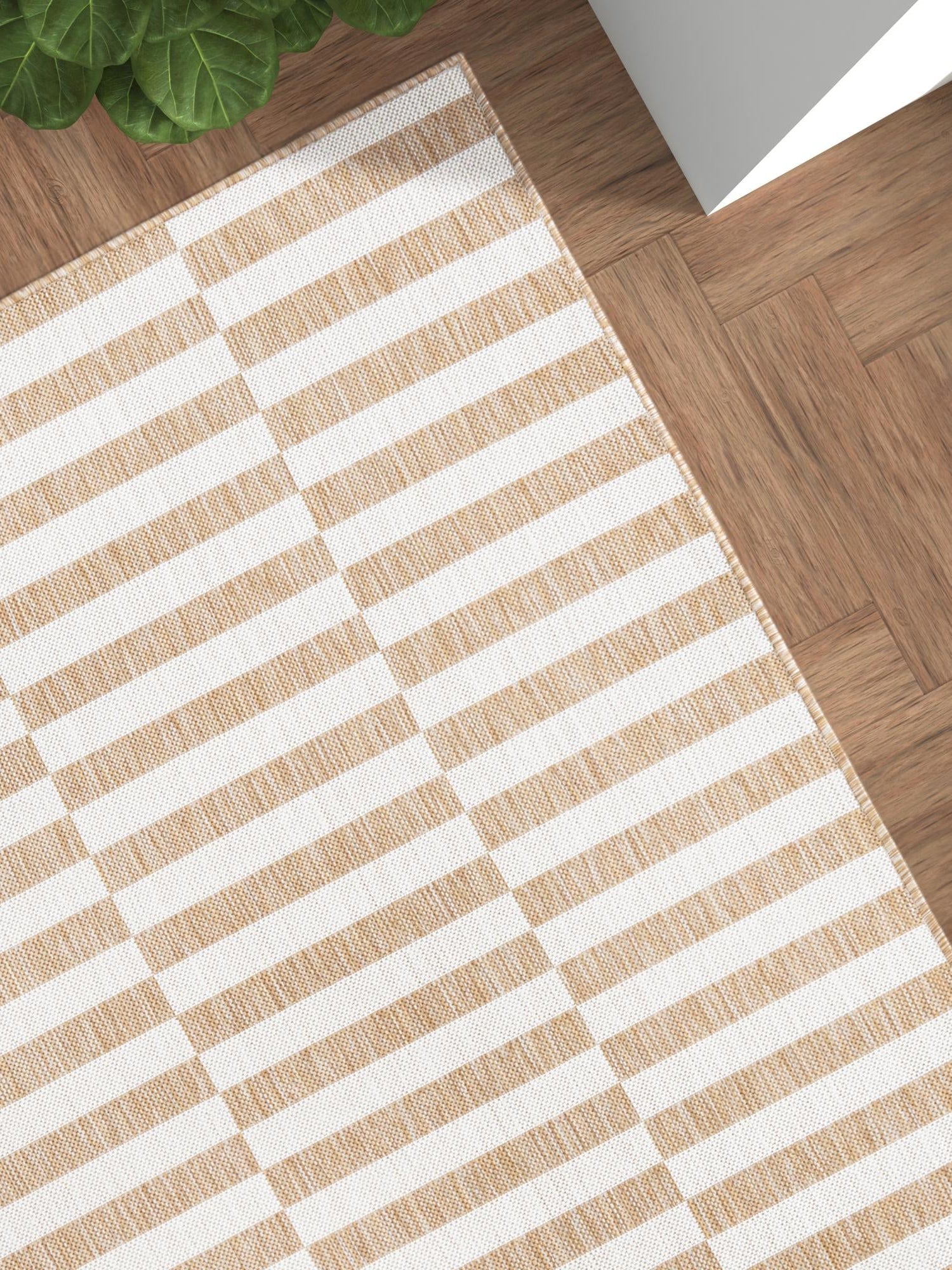 Taupe 7' 1 x 10' Outdoor Striped Rectangle Area Rug Weather Resistant for Patio, Deck, Terrace, Balcony, Porch Geometric Pattern Waterproof Carpet for Sale at Rug Engine