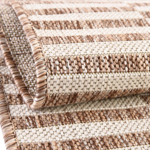 Taupe 5' 3 x 7' 1 Outdoor Striped Rectangle Area Rug Weather Resistant for Patio, Deck, Terrace, Balcony, Porch Geometric Pattern Waterproof Carpet for Sale at Rug Engine