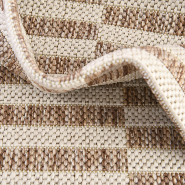 Taupe 5' 3 x 7' 1 Outdoor Striped Rectangle Area Rug Weather Resistant for Patio, Deck, Terrace, Balcony, Porch Geometric Pattern Waterproof Carpet for Sale at Rug Engine