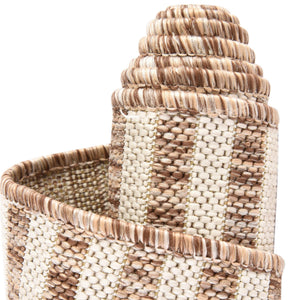 Taupe 5' 3 x 7' 1 Outdoor Striped Rectangle Area Rug Weather Resistant for Patio, Deck, Terrace, Balcony, Porch Geometric Pattern Waterproof Carpet for Sale at Rug Engine
